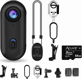 64GB FHD 1080P Mini Body Camera, Wearable Action Body Cam, Thumb Size Hands Free Recording Body Worn Camera, Premium Portable Camcorder Mount Anywhere for Pet Walking, Work, Travel with WiFi (Black)