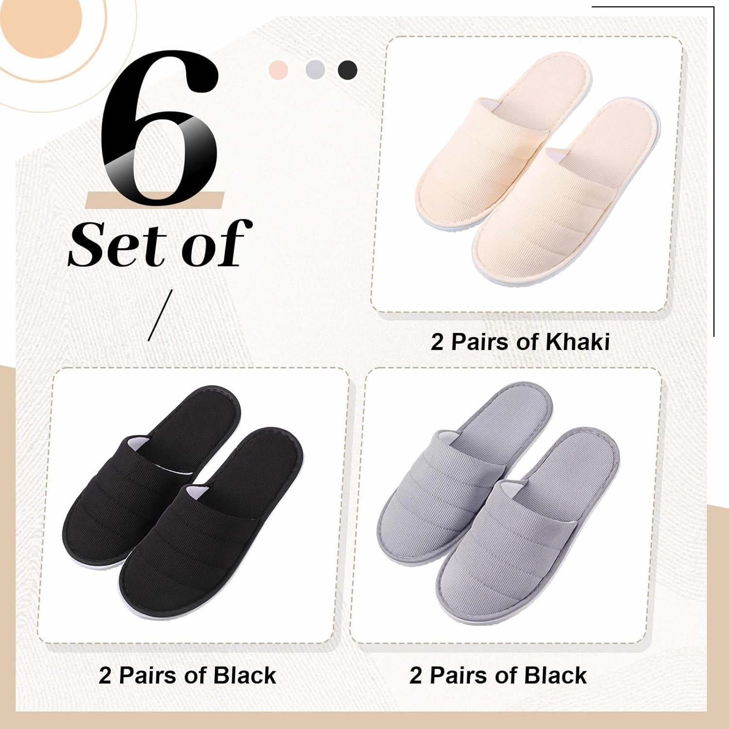 6 Pairs Disposable Slippers Bulk for Guests Comfortable House Spa Hotel Indoor Travel Slippers Women Men