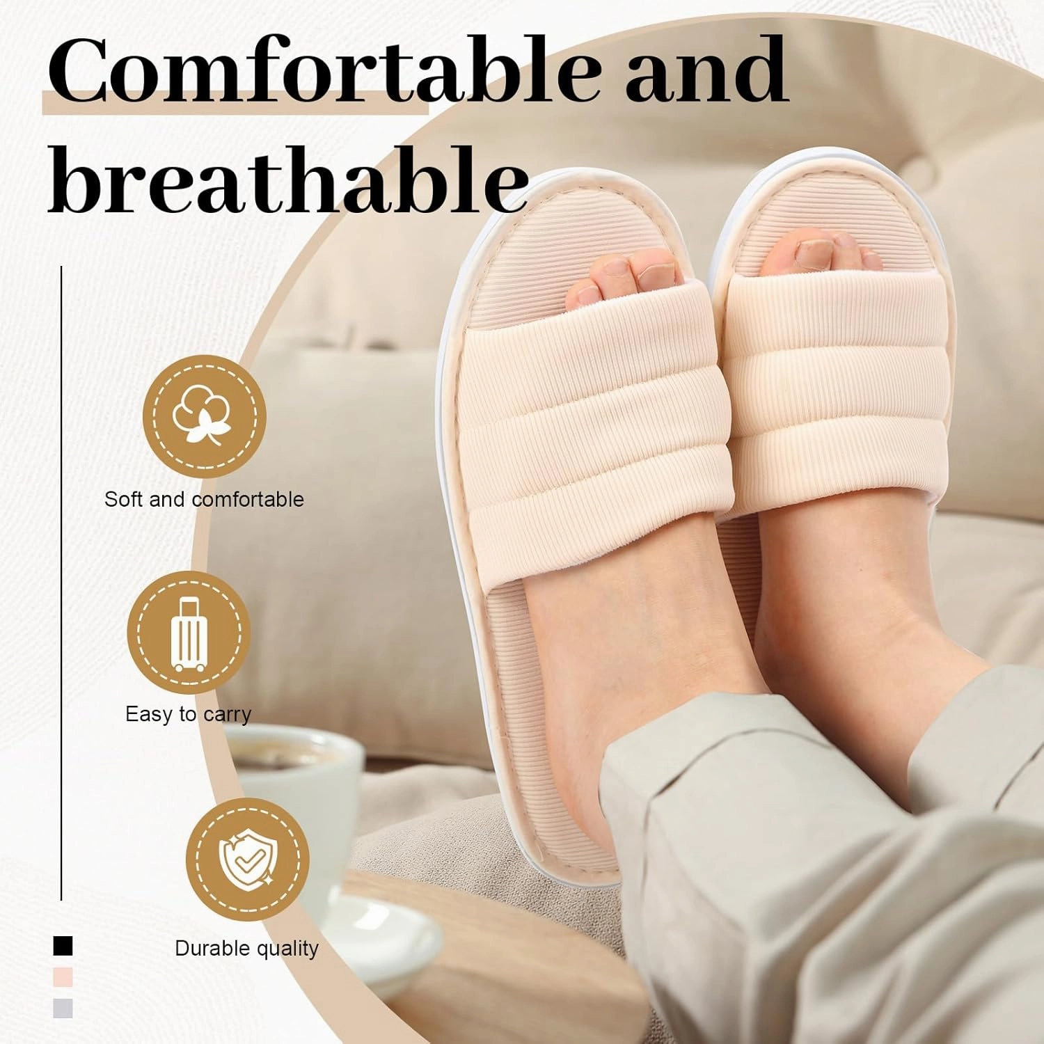 6 Pairs Disposable Slippers Bulk for Guests Comfortable House Spa Hotel Indoor Travel Slippers Women Men