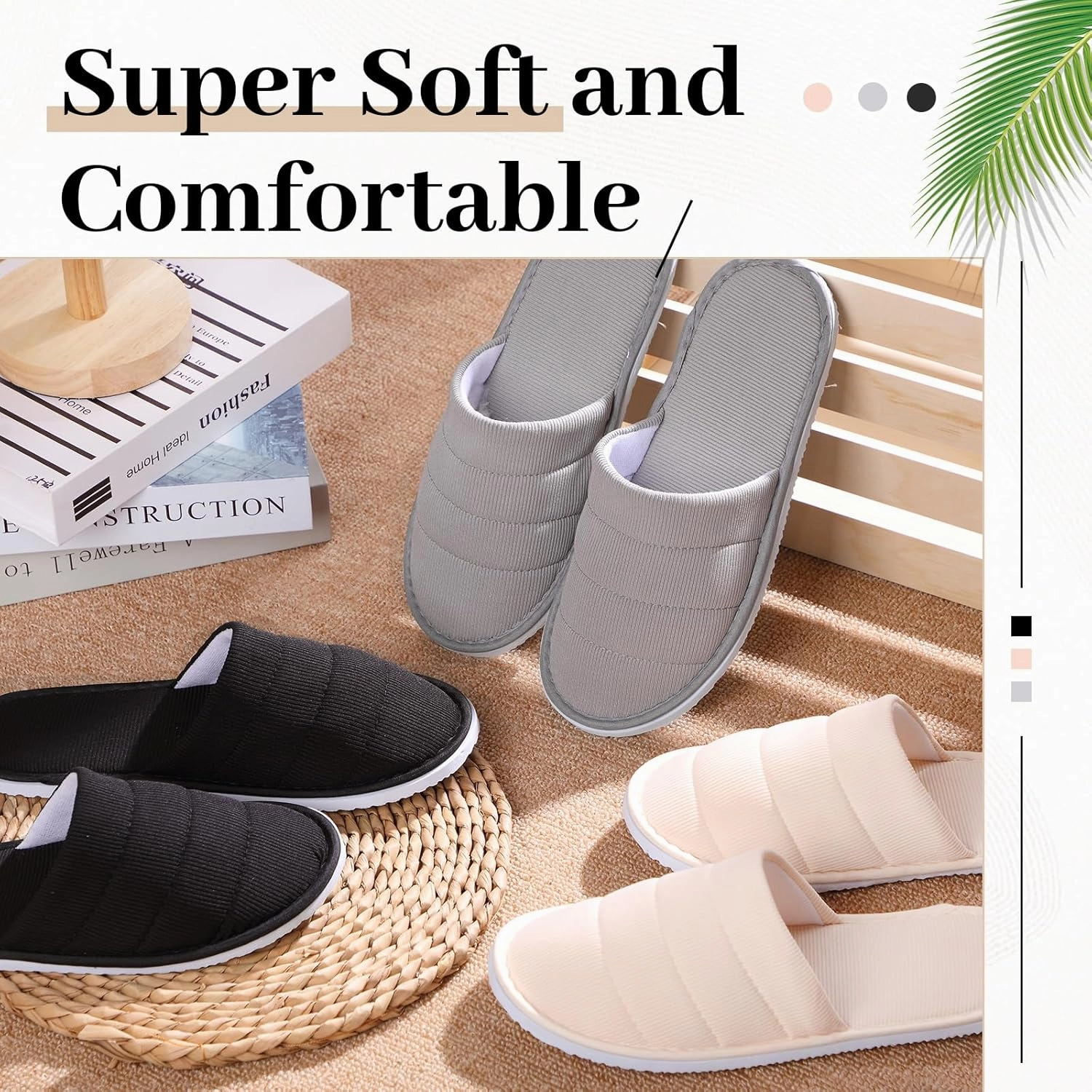 6 Pairs Disposable Slippers Bulk for Guests Comfortable House Spa Hotel Indoor Travel Slippers Women Men