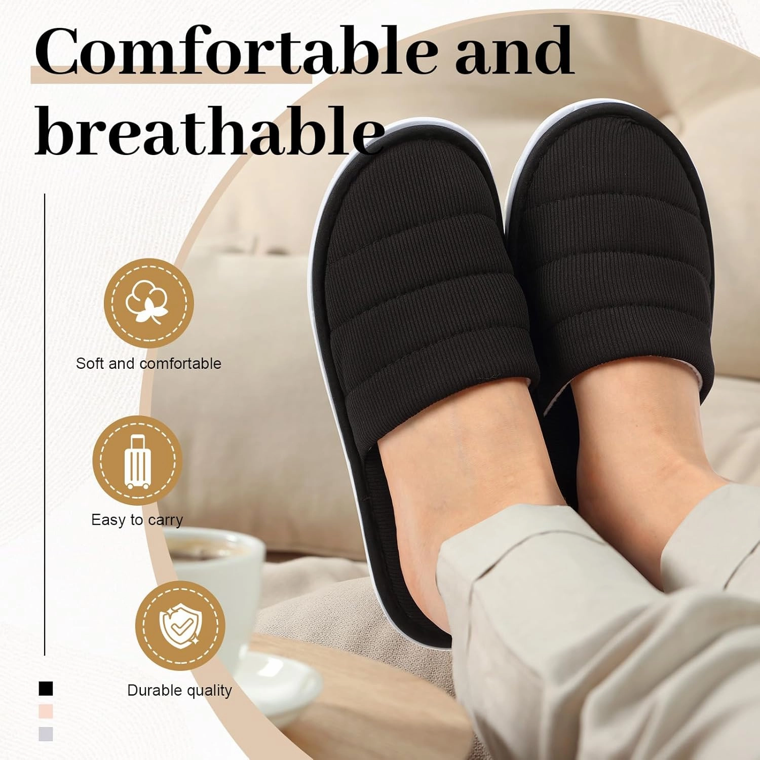 6 Pairs Disposable Slippers Bulk for Guests Comfortable House Spa Hotel Indoor Travel Slippers Women Men