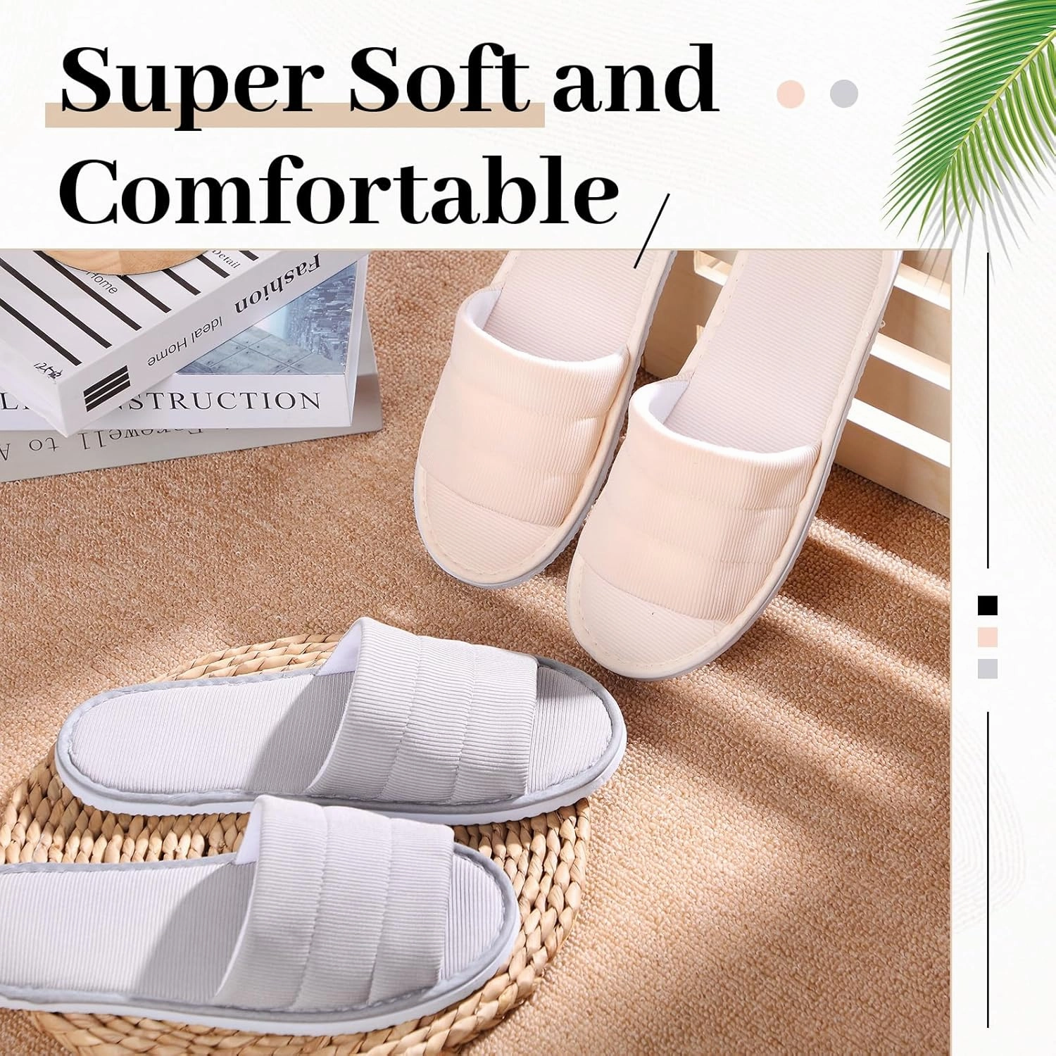 6 Pairs Disposable Slippers Bulk for Guests Comfortable House Spa Hotel Indoor Travel Slippers Women Men
