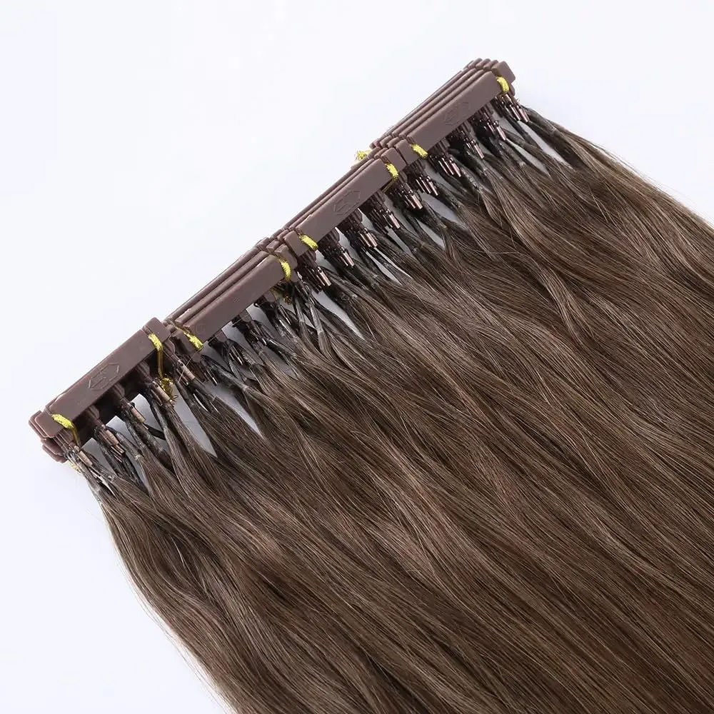 6D Hair Extensions 100% Real Human Hair 20 inches No-Trace Hair Extensions, 2nd Brown hair