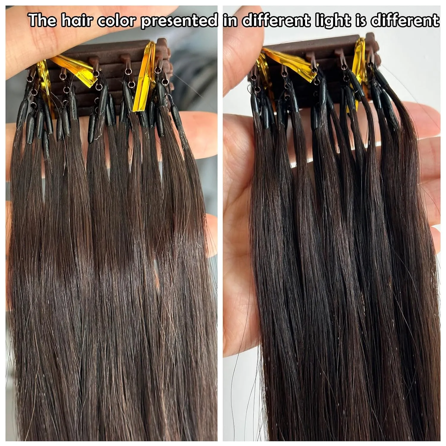 6D Hair Extensions 100% Real Human Hair 20 inches No-Trace Hair Extensions, 2nd Brown hair