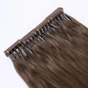 6D Hair Extensions 100% Real Human Hair 20 inches No-Trace Hair Extensions, 2nd Brown hair