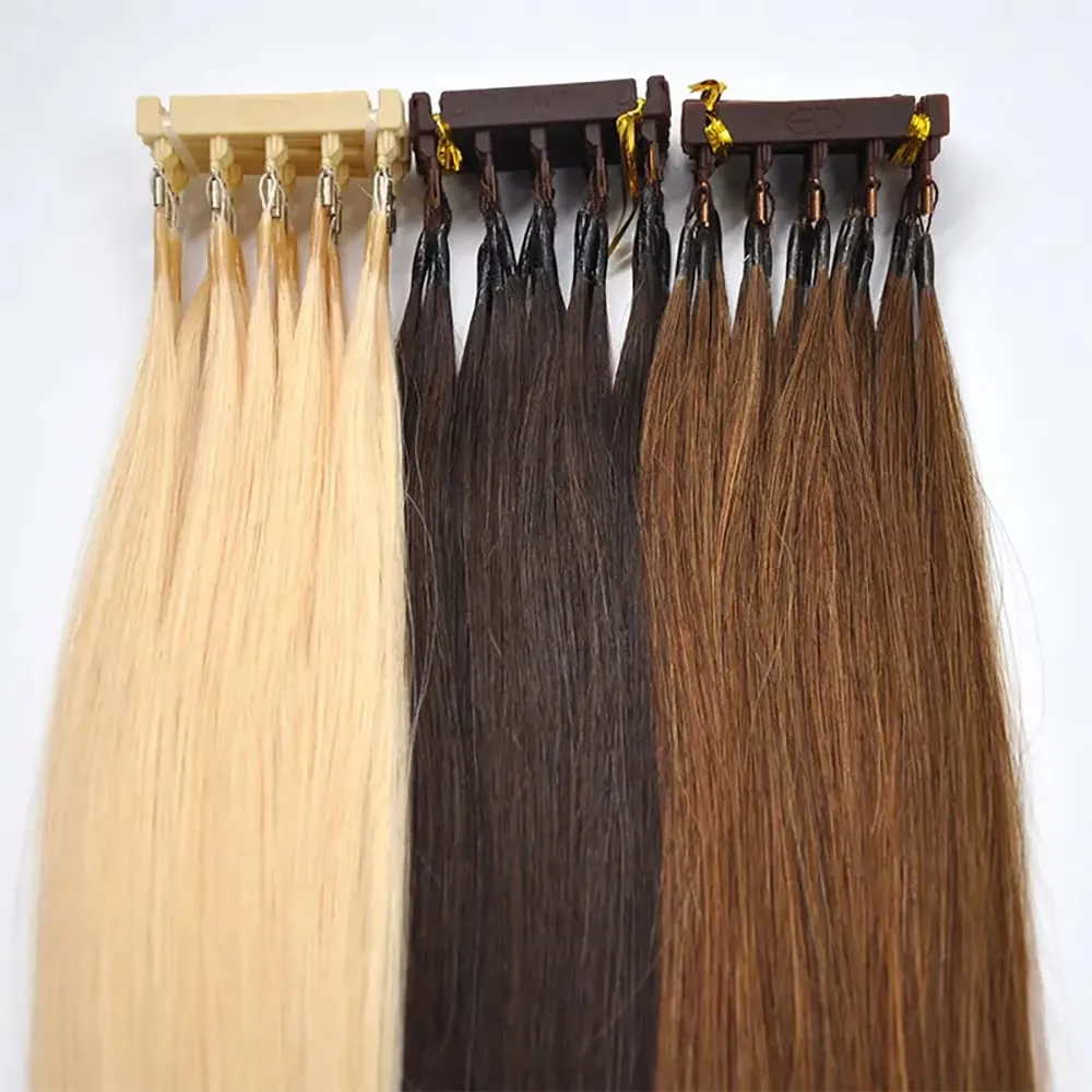 6D Hair Extensions 100% Real Human Hair 20 inches No-Trace Hair Extensions, 2nd Brown hair
