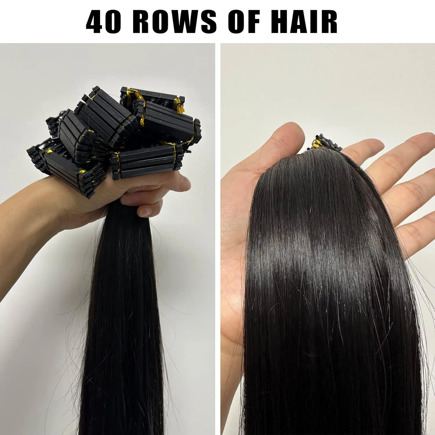 6D Hair Extensions Human Hair 20inch 6D No-Trace Hair Extension 100% Real Human Hair 1 Rows of 5 Bundles 6D Human Hair for Women Girls(2nd Generation)