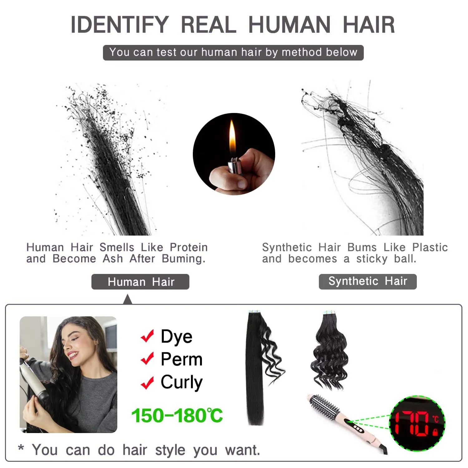 6D Hair Extensions Human Hair 20inch 6D No-Trace Hair Extension 100% Real Human Hair 1 Rows of 5 Bundles 6D Human Hair for Women Girls(2nd Generation)