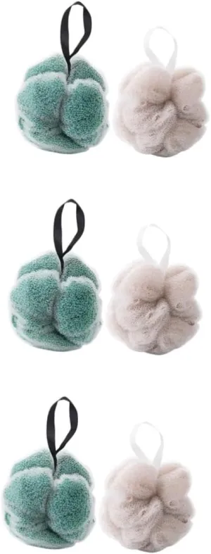 6pcs Mesh Bath with Hanging Rope for Gentle Exfoliation Khaki Shower Scrubbers for Men and Women for Daily Body Care and Cleansing