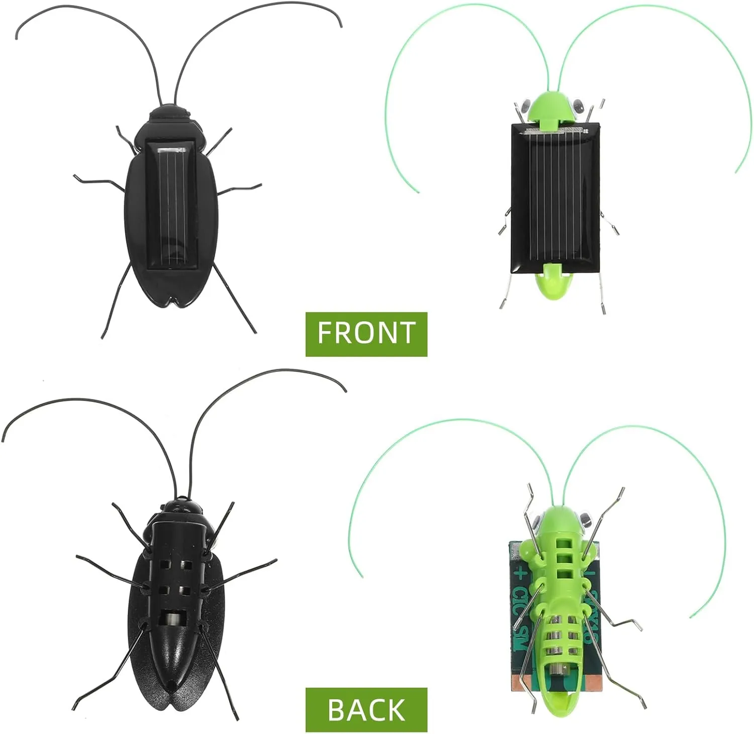 6PCS Solar Powered Bugs Toys Lifelike Solar Crickets Grasshopper Insect Toys for Boys Girls - Fake Roaches Moving Solar Toys Simulation School Science Educational Toys