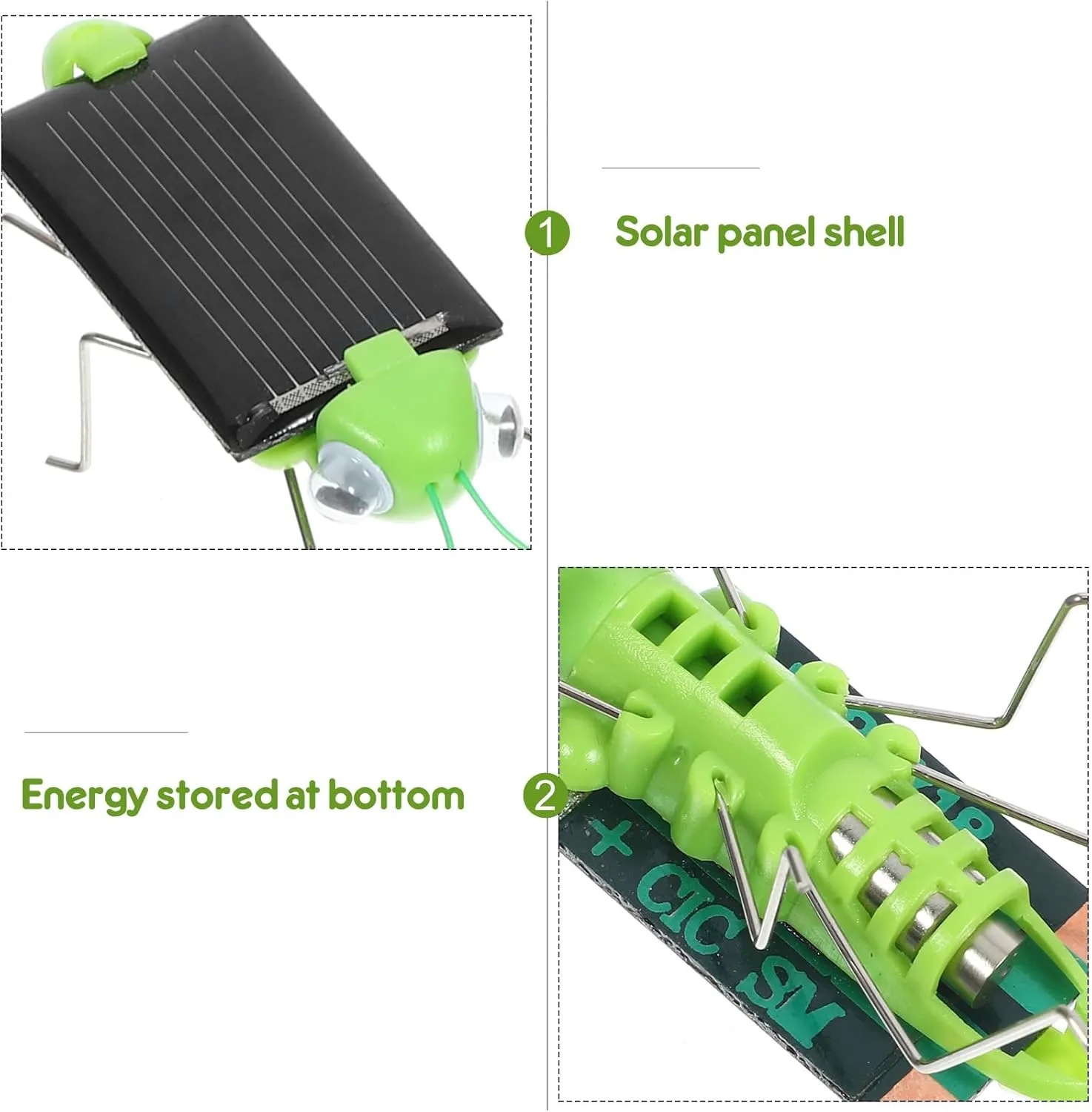 6PCS Solar Powered Bugs Toys Lifelike Solar Crickets Grasshopper Insect Toys for Boys Girls - Fake Roaches Moving Solar Toys Simulation School Science Educational Toys