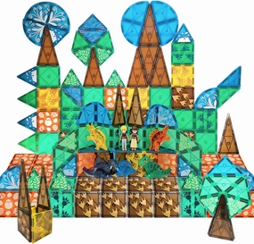 76-Piece Dinosaur Magnetic Tiles; Animal Magnet Tile Gift; Stem Building Set, Preschool, Kindergarten, Toddler Toy for Boys Girls Kids Age 3 4 5 6 7  