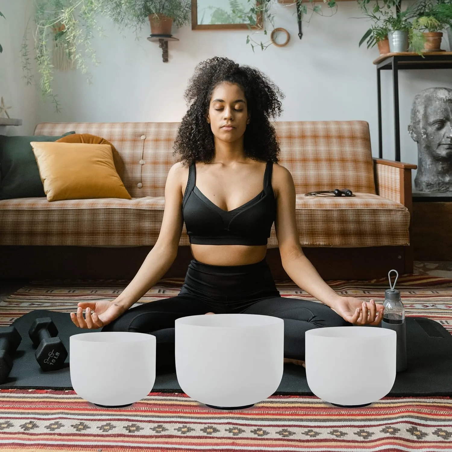 7inch 8inch 9inch Crystal singing bowls set sound bowl for healing Mindfulness, Meditation, Yoga, Spiritual and Body Healing Chakra Bowl (7G 8F 9D, 7inch 8inch 9inch with Travel bag)