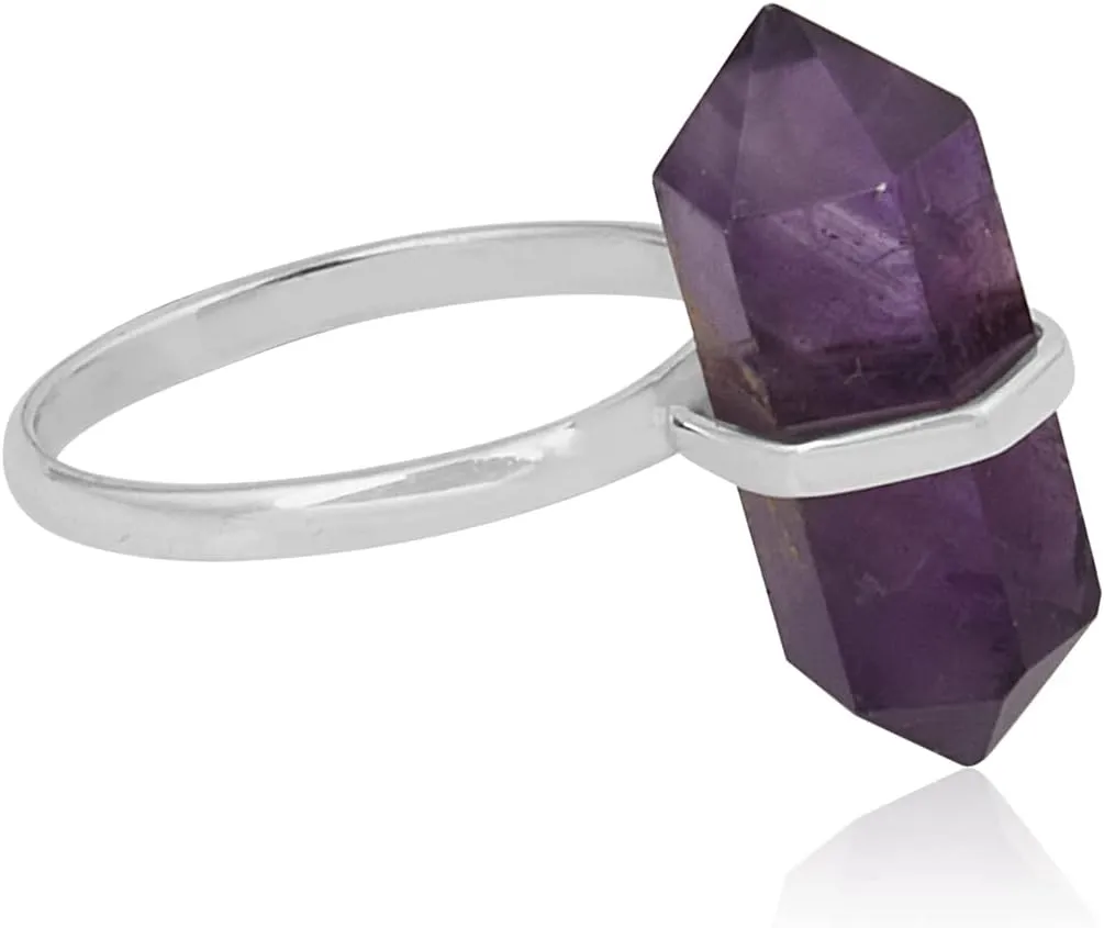 7x20 mm Amethyst Ring For Women Gemstone Jewelry