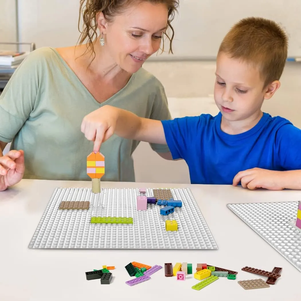 8 Pack Classic Baseplates 10" x 10" Sturdiness Building Platforms -100% Compatible with All Major Brands Building Bricks, Suitable for Kids and Adults as a Gift -White