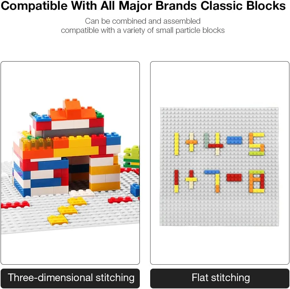 8 Pack Classic Baseplates 10" x 10" Sturdiness Building Platforms -100% Compatible with All Major Brands Building Bricks, Suitable for Kids and Adults as a Gift -White
