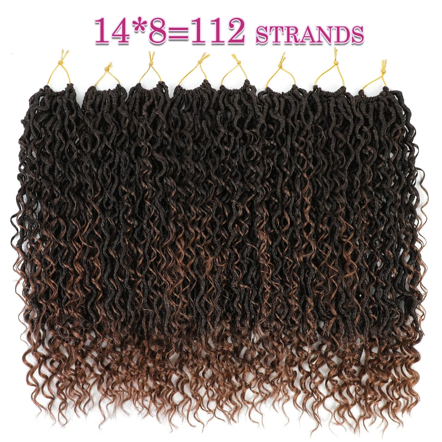 8 Packs Goddess Faux Locs Crochet Hair for Black Women, Long Goddess Locs Crochet Hair, Boho Style Locs, River Hair with Curly Ends (22Inch, T30#, 8Packs)