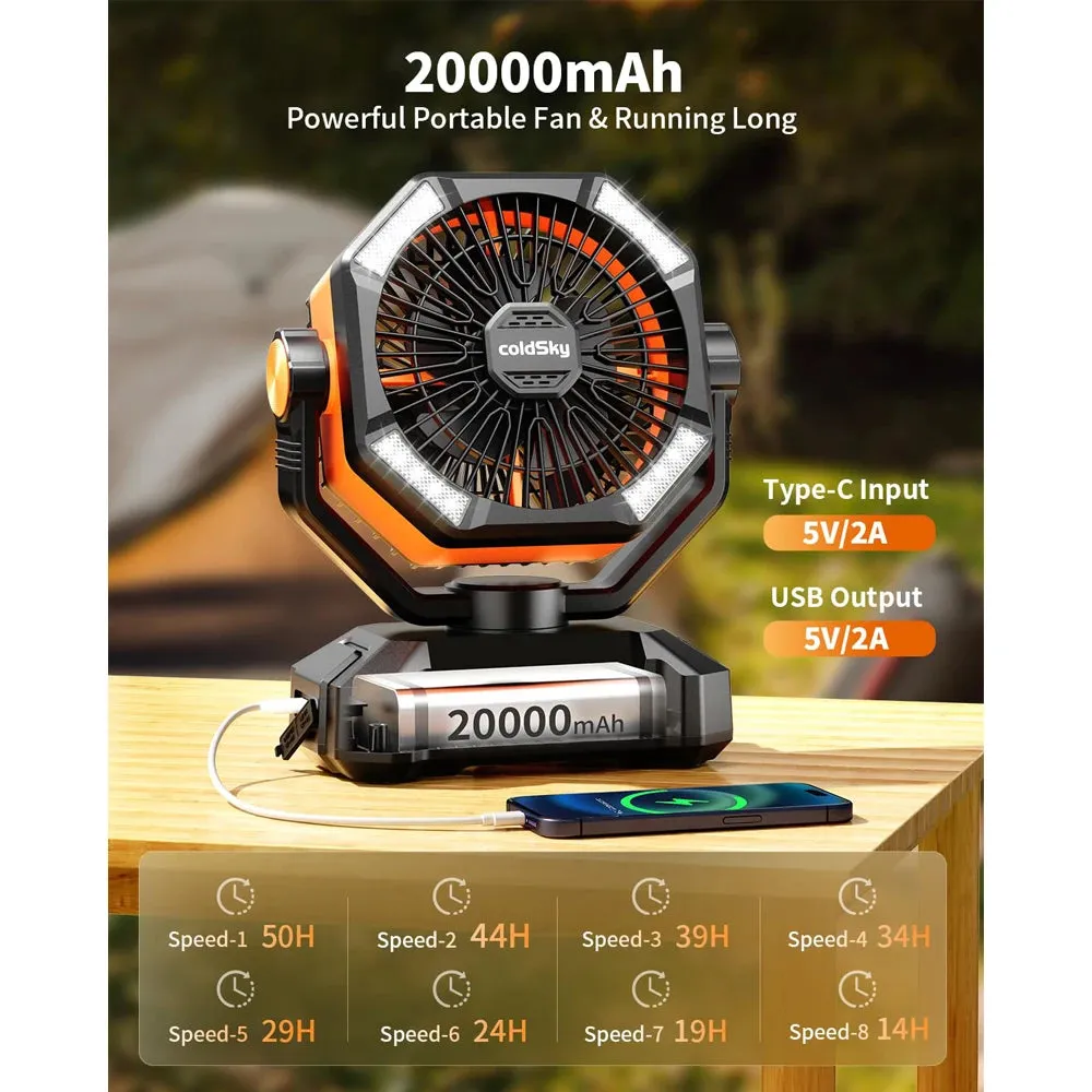 8 Speed Camp Fan with Lights