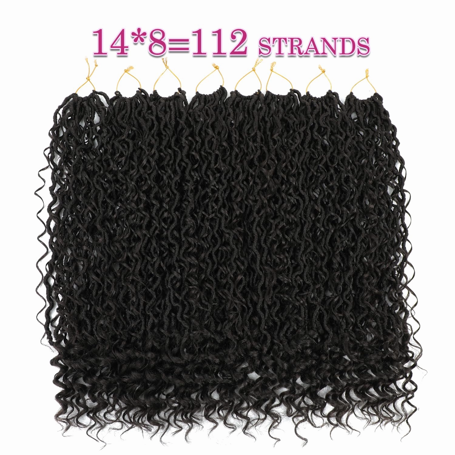 8 Packs Curly Faux Locs Crochet Hair 22 Inch Goddess Locs Crochet Hair Hippie Locs Synthetic Braids Hair Extensions (22 Inch, 8Packs, 4#)