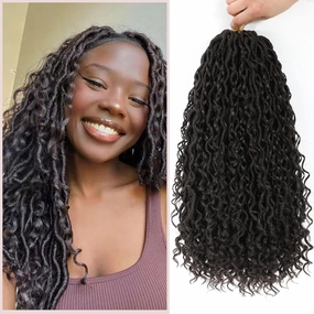 8 Packs Curly Faux Locs Crochet Hair 22 Inch Goddess Locs Crochet Hair Hippie Locs Synthetic Braids Hair Extensions (22 Inch, 8Packs, 4#)
