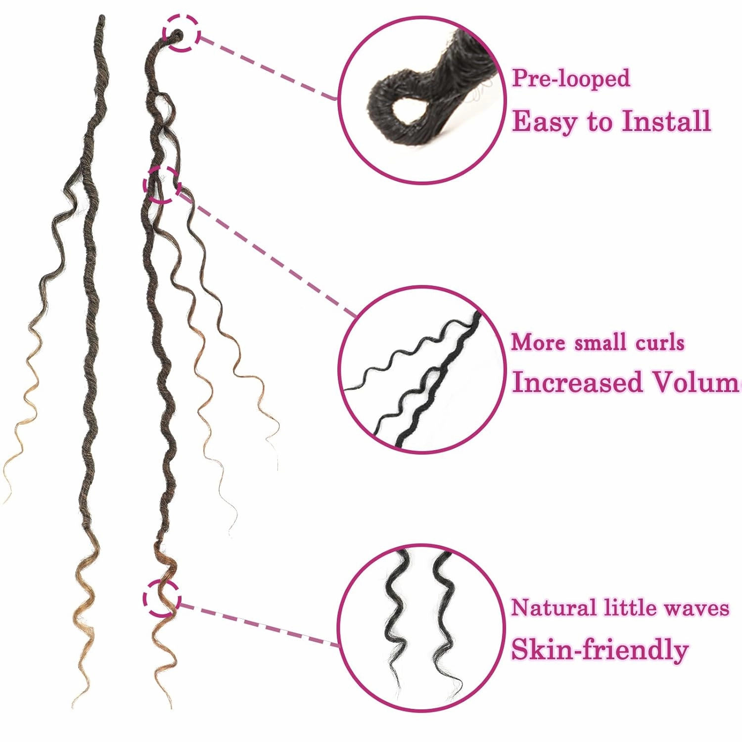 8 Packs Curly Faux Locs Crochet Hair 22 Inch Goddess Locs Crochet Hair Hippie Locs Synthetic Braids Hair Extensions (22 Inch, 8Packs, 4#)