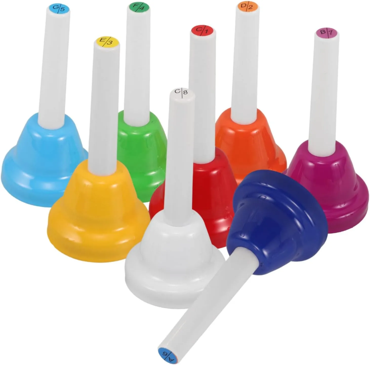 8Pcs Colorful Musical Hand Bells Set Notes Educational Percussion Instruments for Music for Rhythm Development and Note Recognition