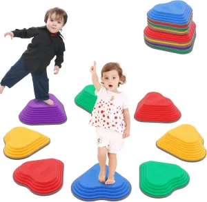 8PCS Stepping Stones for Kids Sensory, Durable Non-Slip Balance Stones for Toddlers,Stackable Indoor & Outdoor Obstacle Course Toys, Develops Balance & Gross Motor Skills