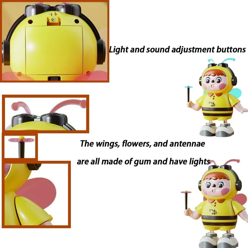 Abejita Bailarina Juguete, Abejita Bailarina Con Luces, Lovely Body Twist Bee Dynamic Musical Toy with Cool Lights with Wings Body Legs Eyes Can Move Sideways(Blue,B Set)