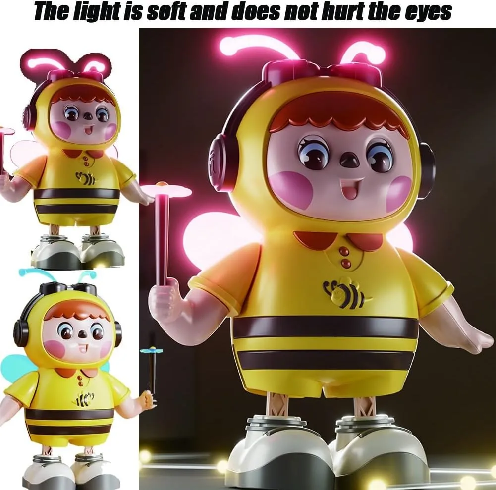 Abejita Bailarina Juguete, Abejita Bailarina Con Luces, Lovely Body Twist Bee Dynamic Musical Toy with Cool Lights with Wings Body Legs Eyes Can Move Sideways(Blue,B Set)