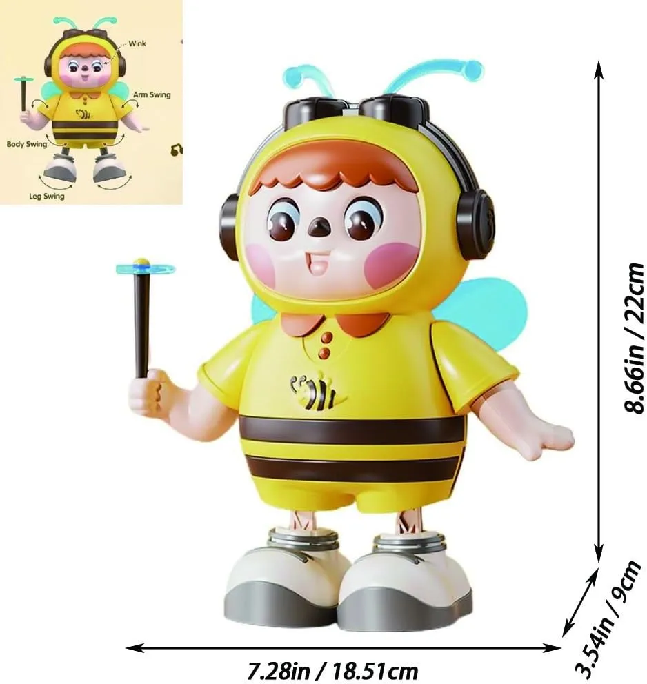 Abejita Bailarina Juguete, Abejita Bailarina Con Luces, Lovely Body Twist Bee Dynamic Musical Toy with Cool Lights with Wings Body Legs Eyes Can Move Sideways(Blue,B Set)