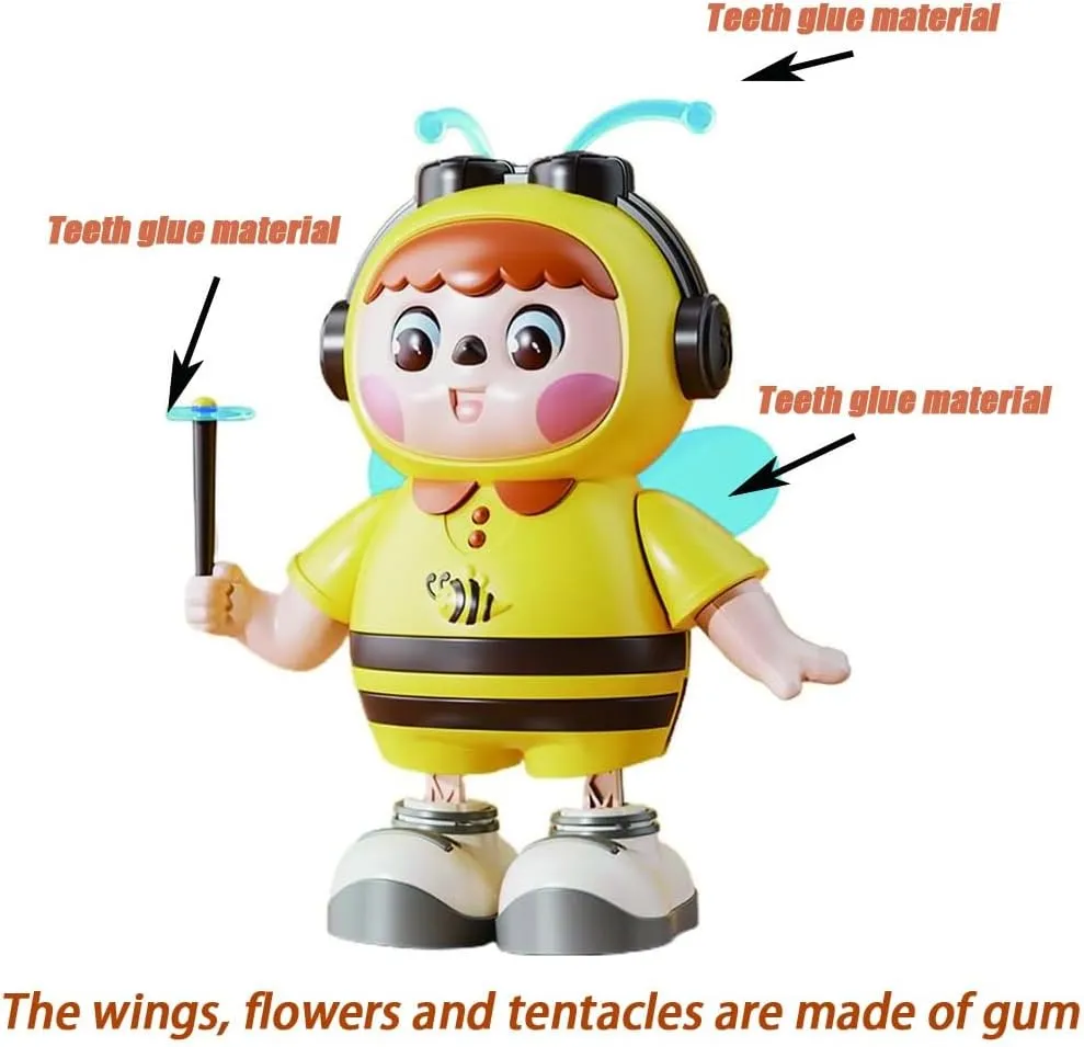 Abejita Bailarina Juguete, Abejita Bailarina Con Luces, Lovely Body Twist Bee Dynamic Musical Toy with Cool Lights with Wings Body Legs Eyes Can Move Sideways(Blue,B Set)