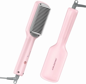 ABLEGRID FSA HSA Eligible Contour Memory Foam Cervical Pillow and Hair Straightener Brush,Hair Straightening Comb for Women,Portable Hair Styling Wand with 5 Temps,Fast Heating