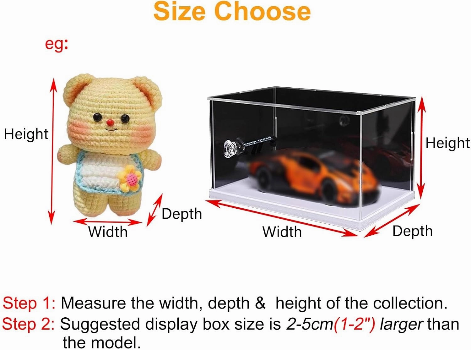 Acrylic Display Case Acrylic Display Box with Door, UV Protected Plastic Case for Model Car/Souvenir/Blind Box/Book, Transparent Storage Case Show Stand(50 x 35 x 35 cm (20 x 14 x 14 in))