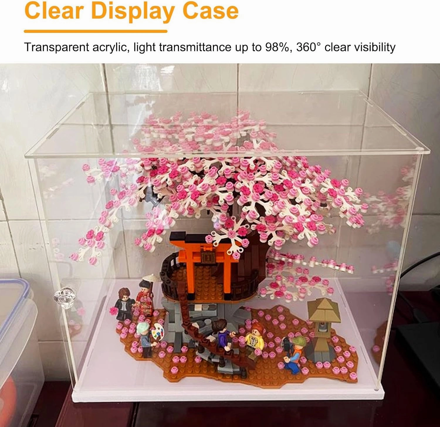 Acrylic Display Case Acrylic Display Box with Door, UV Protected Plastic Case for Model Car/Souvenir/Blind Box/Book, Transparent Storage Case Show Stand(50 x 35 x 35 cm (20 x 14 x 14 in))