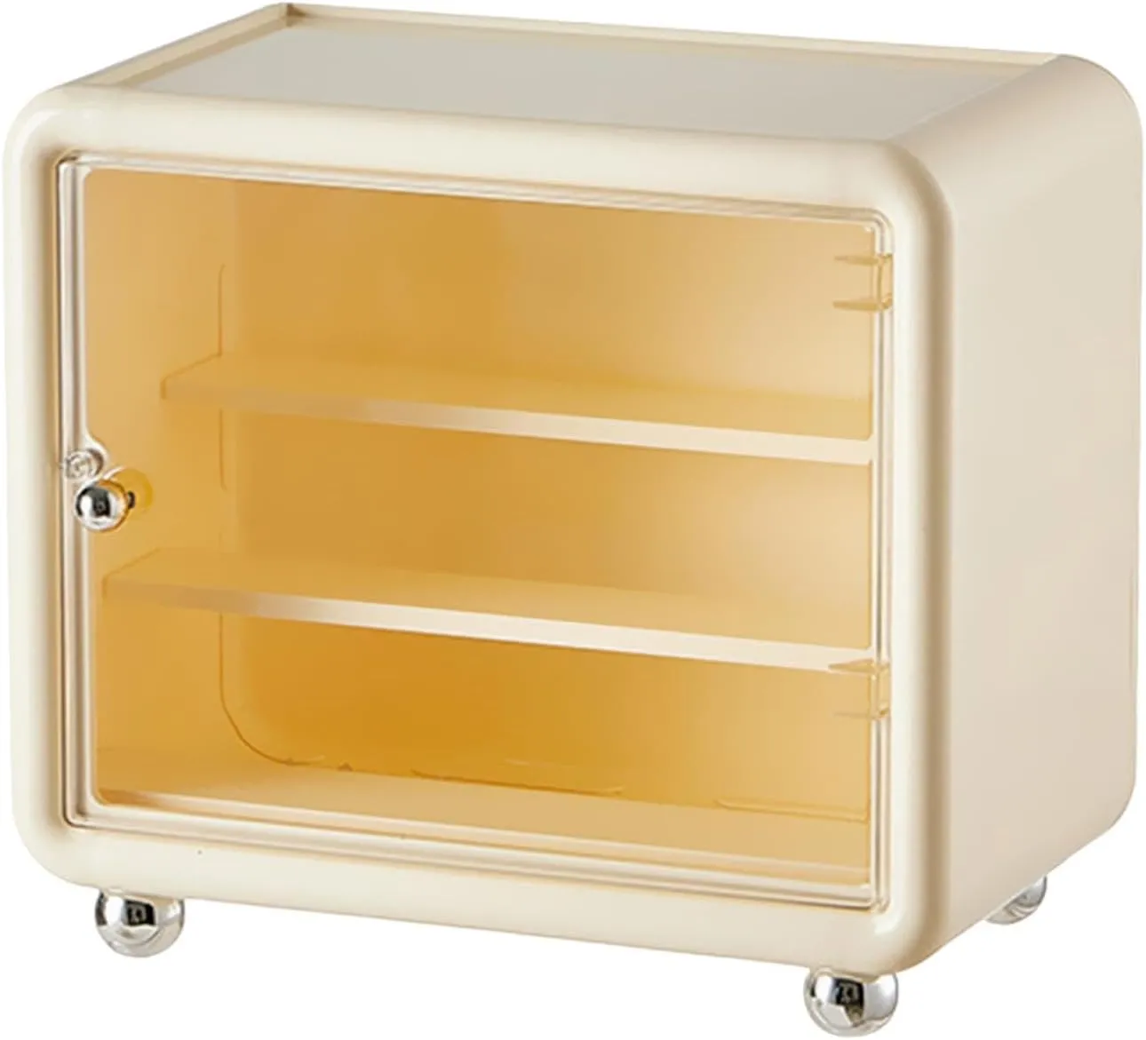Action Figure Display Case Cabinet Showcase Organizer Box Storage for, Cream