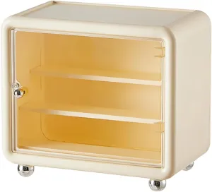 Action Figure Display Case Cabinet Showcase Organizer Box Storage for, Cream