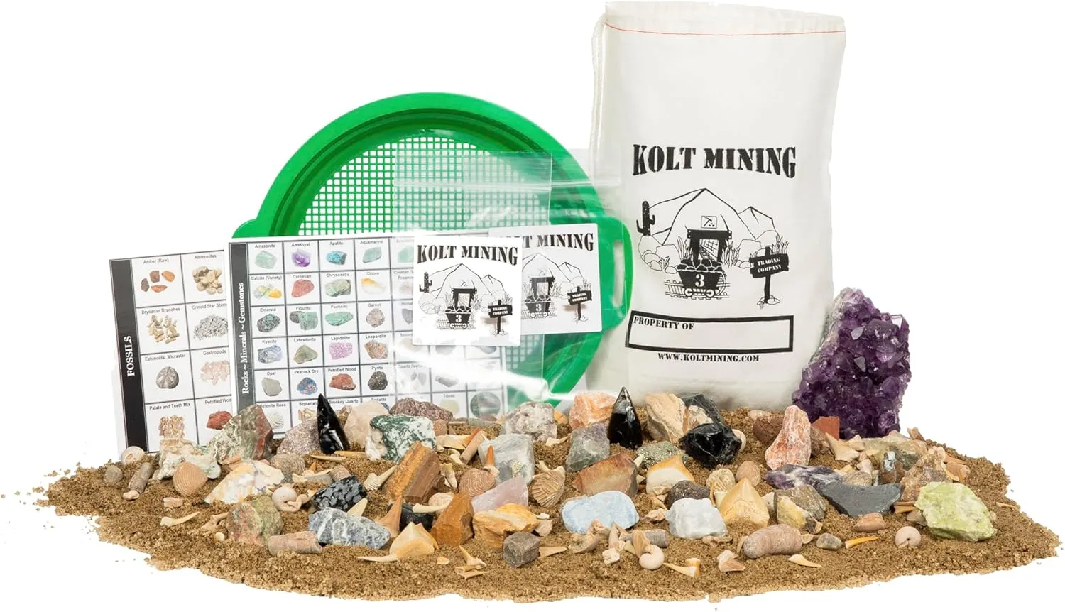 Activity Dig Kit – Mother Lode Includes Fossils, Arrowheads, Shark Teeth, Excavate Real Crystals, Rocks, Minerals and Gemstones - STEM/STEAM – Ideal for Geology Enthusiasts
