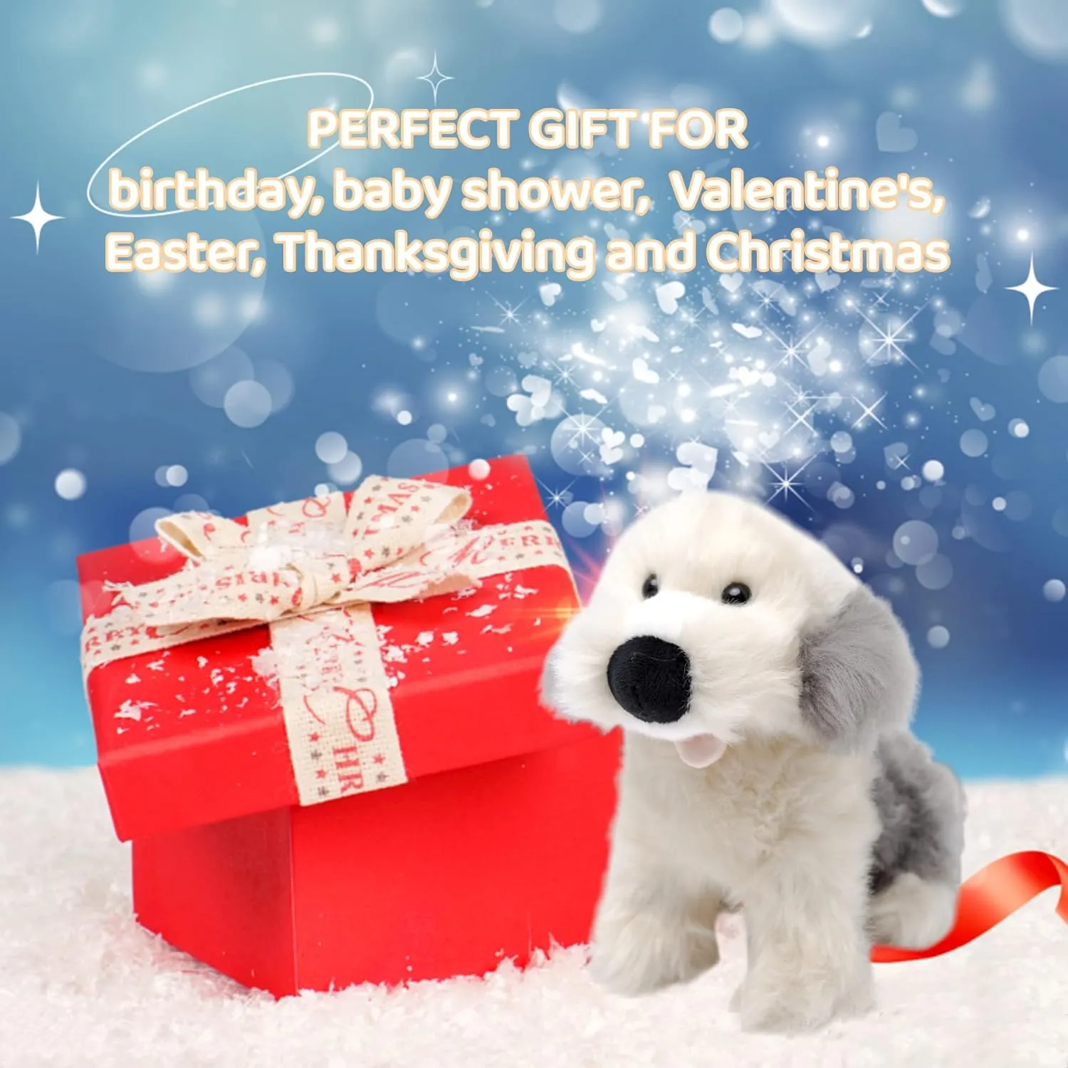 Adorable 10-Inch Old English Sheepdog Plush Toy - Soft and Cuddly Stuffed Animal for Kids, Dog Lovers, and Collectors