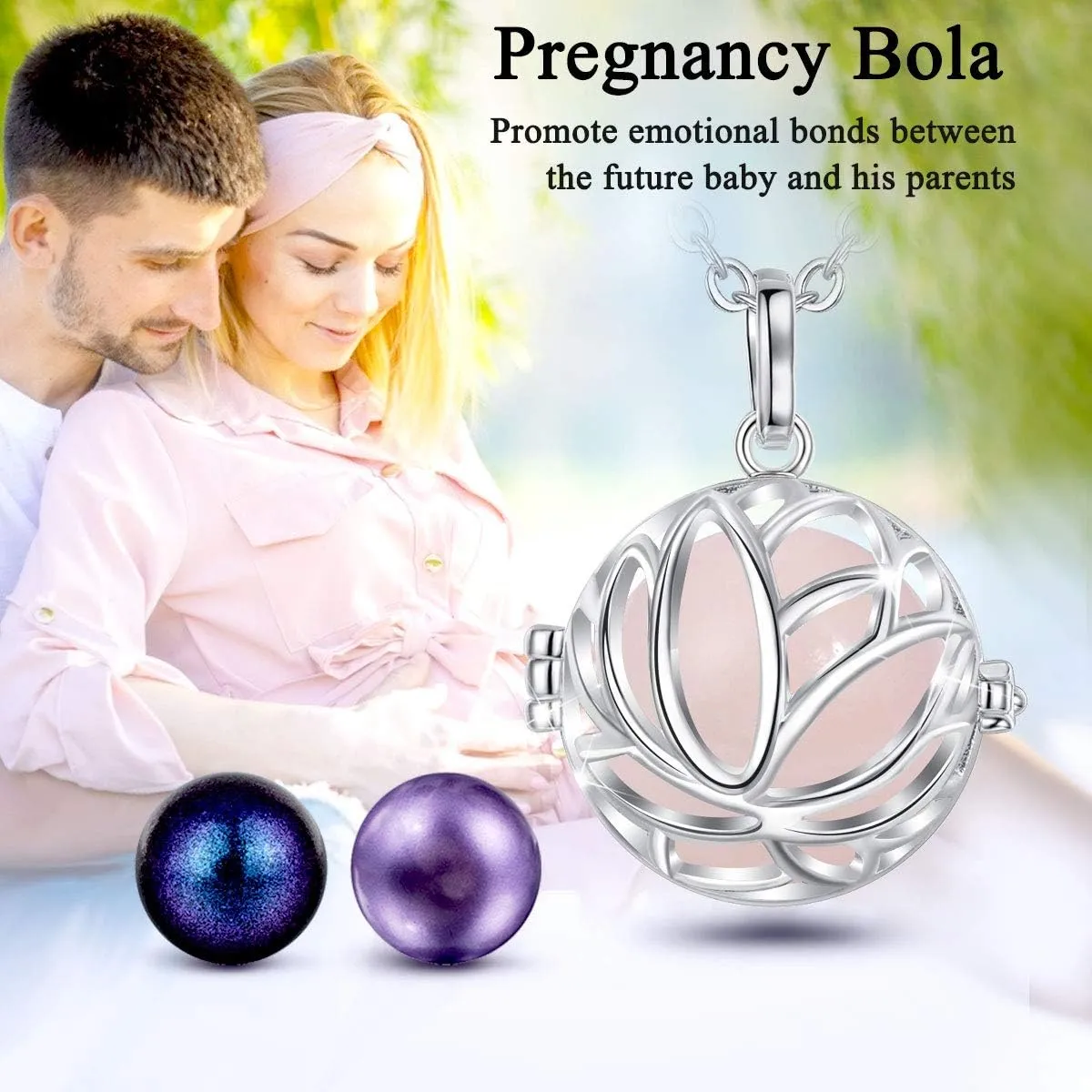 AEONSLOVE Pregnancy Necklace Lotus Long Harmony Ball Pendant Necklaces Chime Ball Music Wishing Jewelry Pregnancy Gifts for Women Maternity Mum