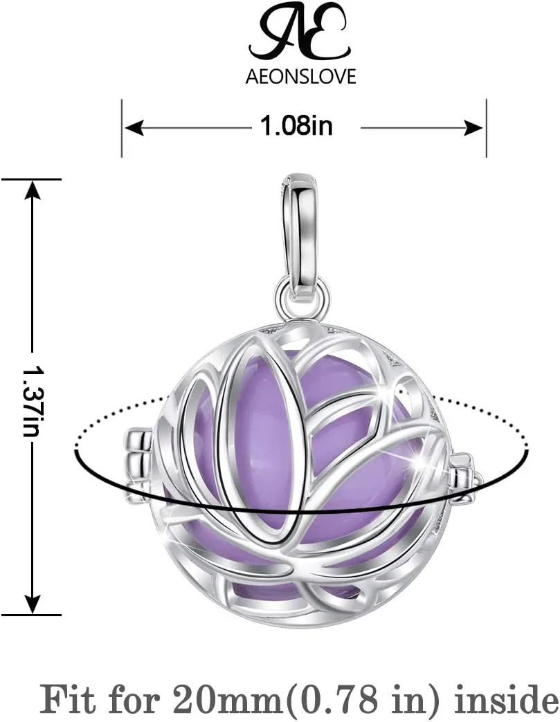 AEONSLOVE Pregnancy Necklace Lotus Long Harmony Ball Pendant Necklaces Chime Ball Music Wishing Jewelry Pregnancy Gifts for Women Maternity Mum