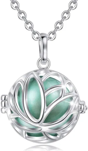 AEONSLOVE Pregnancy Necklace Lotus Long Harmony Ball Pendant Necklaces Chime Ball Music Wishing Jewelry Pregnancy Gifts for Women Maternity Mum