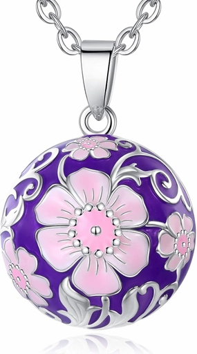 AEONSLOVE Harmony Ball Necklace - Angel Caller With Chime Ball - Pregnancy Necklace With Flower - 30 & 45 Inch Chains