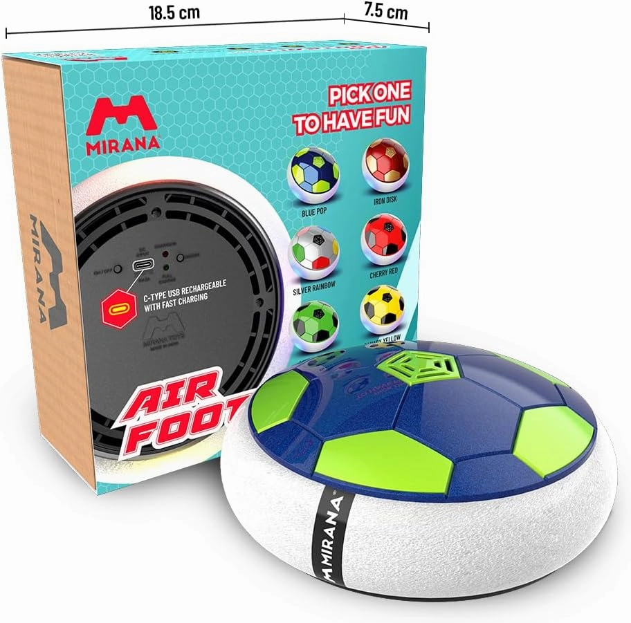 Air Football Smart - Hover Soccer Ball - Inbuilt Rechargeable Battery - Indoor Outdoor Toys with Attractive LED Light - Soft Foam Bumper Floating Disk - Birthday Gift for Boys and Girls