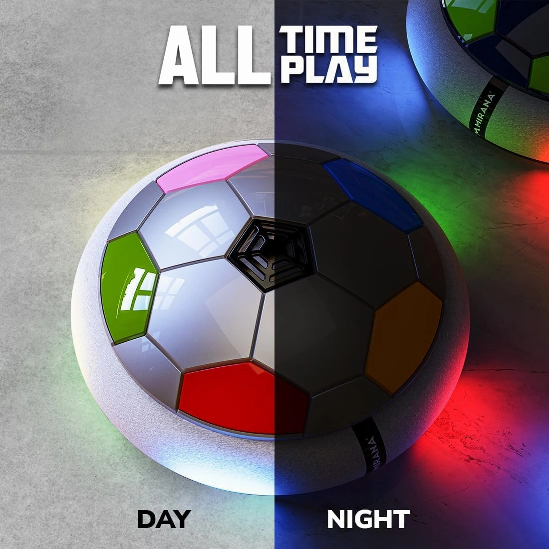 Air Football Smart - Hover Soccer Ball - Inbuilt Rechargeable Battery - Indoor Outdoor Toys with Attractive LED Light - Soft Foam Bumper Floating Disk - Birthday Gift for Boys and Girls