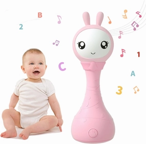 alilo Yoyo Talking Bunny Baby Musical Light-Up Rattle Toys 0-6-12-18 Months, Voice Mimicking Toys, Preloaded 90  Audio Content, ABC/Number/Notes Learning Toys,Easter Gifts for Baby Infant Newborn