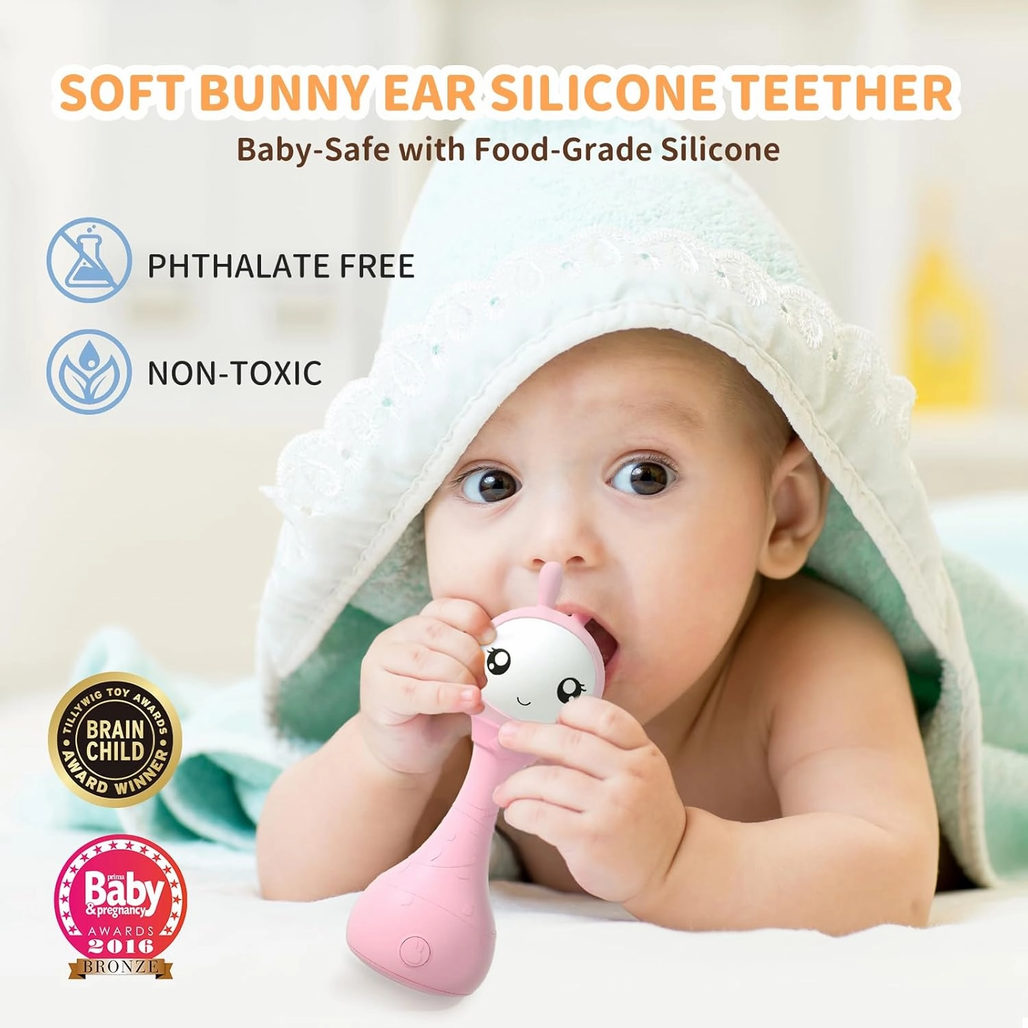 alilo Yoyo Talking Bunny Baby Musical Light-Up Rattle Toys 0-6-12-18 Months, Voice Mimicking Toys, Preloaded 90  Audio Content, ABC/Number/Notes Learning Toys,Easter Gifts for Baby Infant Newborn