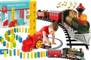 All Aboard Playtime – Domino Train & Electric Railway Set for Kids | Lights, Sounds & STEM Fun | Ideal Gift for Boys & Girls Ages 3-8