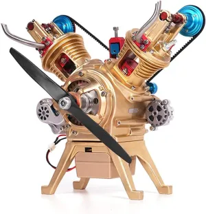 All-Metal Engine Model Kit, Car Mini Manual Assembly V2 Double-Cylinder Engine Model Toy Decoration, 217 PCS Science and Education Gifts for Technology Enthusiasts