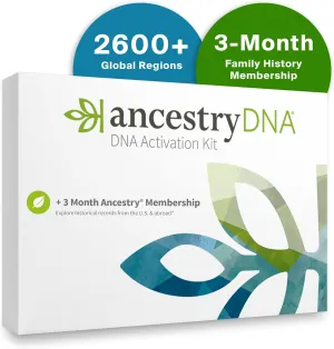AncestryDNA Genetic Test Kit   3-Month Ancestry World Explorer Membership: DNA Ethnicity Test, Find Relatives, Family History, Complete DNA Test, Ancestry Reports, Origins & Ethnicities, 1 Kit