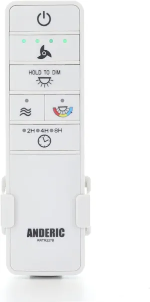 Anderic TR227B for Hampton Bay Ceiling Fan Remote Control - White / 2AQZU-18015 / RRTR227B - White